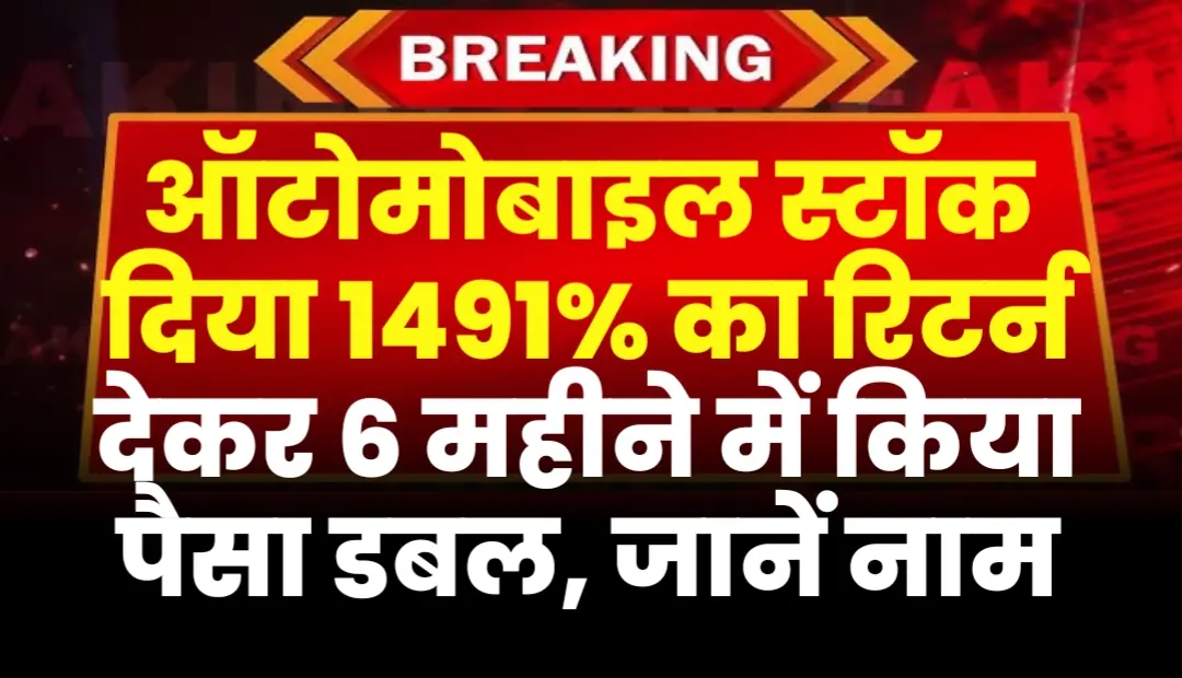 ऑटोमोबाइल स्टॉक दिया 1491% का रिटर्न देकर 6 महीने में किया पैसा डबल, जानें नाम